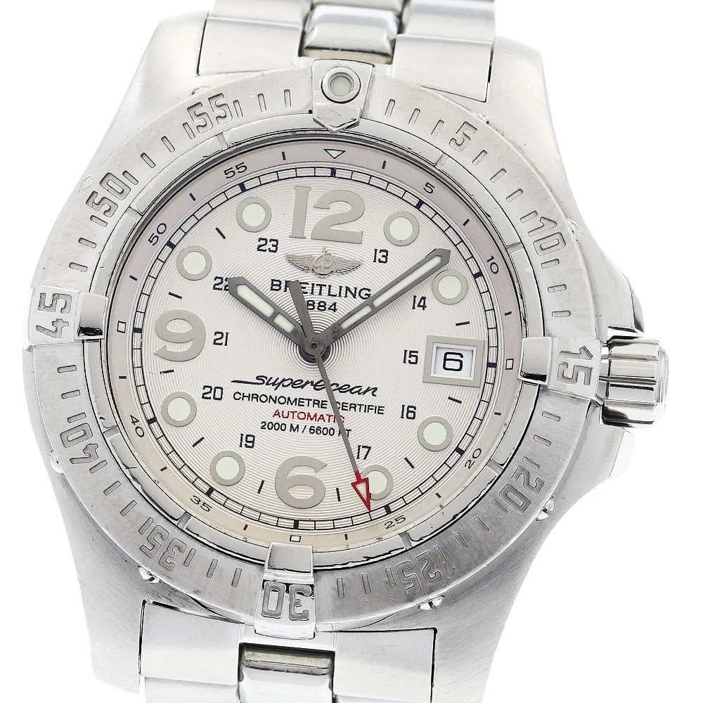 BREITLING SUPER OCEAN DATE SILVER AUTOMATIC WATCH (1 of 5)