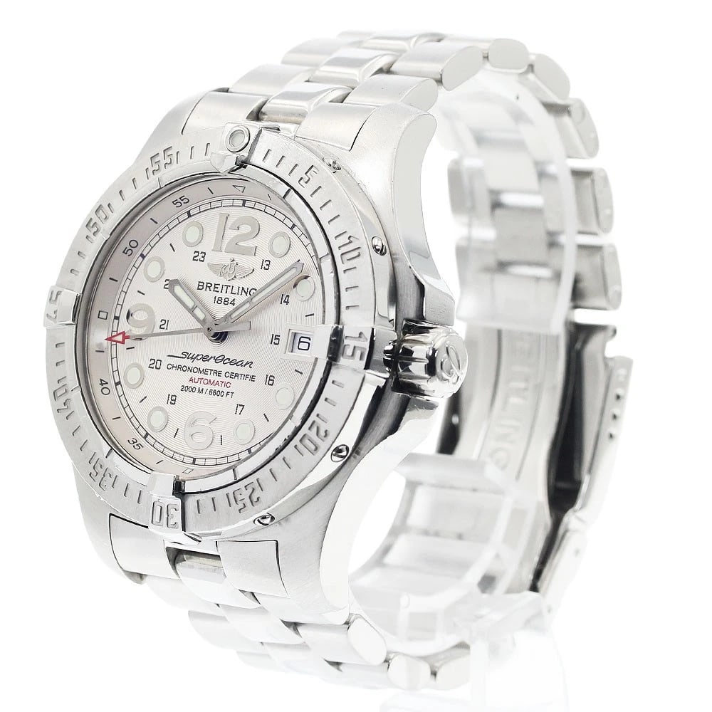 BREITLING SUPER OCEAN DATE SILVER AUTOMATIC WATCH - 2