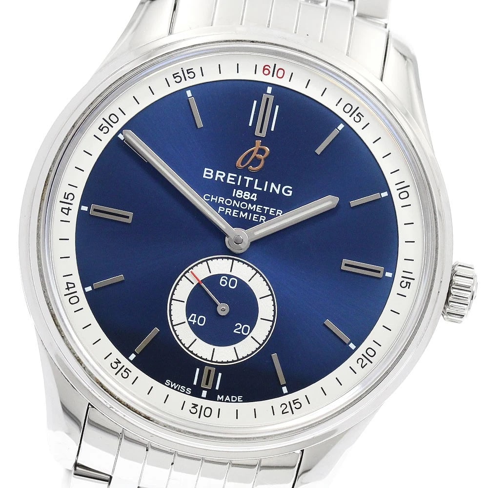BREITLING PREMIER AUTOMATIC SMALL SECONDS WATCH: BREITLING Premier Automatic Small seconds Watch Brand: BREITLING Type: Wristwatch Material: Band Material Stainless Steel, Case Material Stainless Steel Color: Band Color Silver, Dial Color Navy, C
