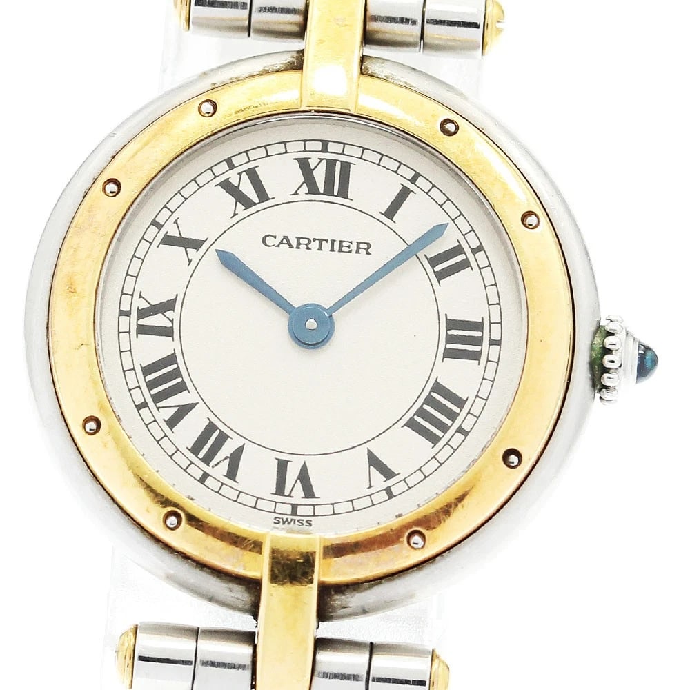 CARTIER PANTHERE ROUND ROW BEIGE DIAL QUARTZ LADIES WATCH (1 of 5)
