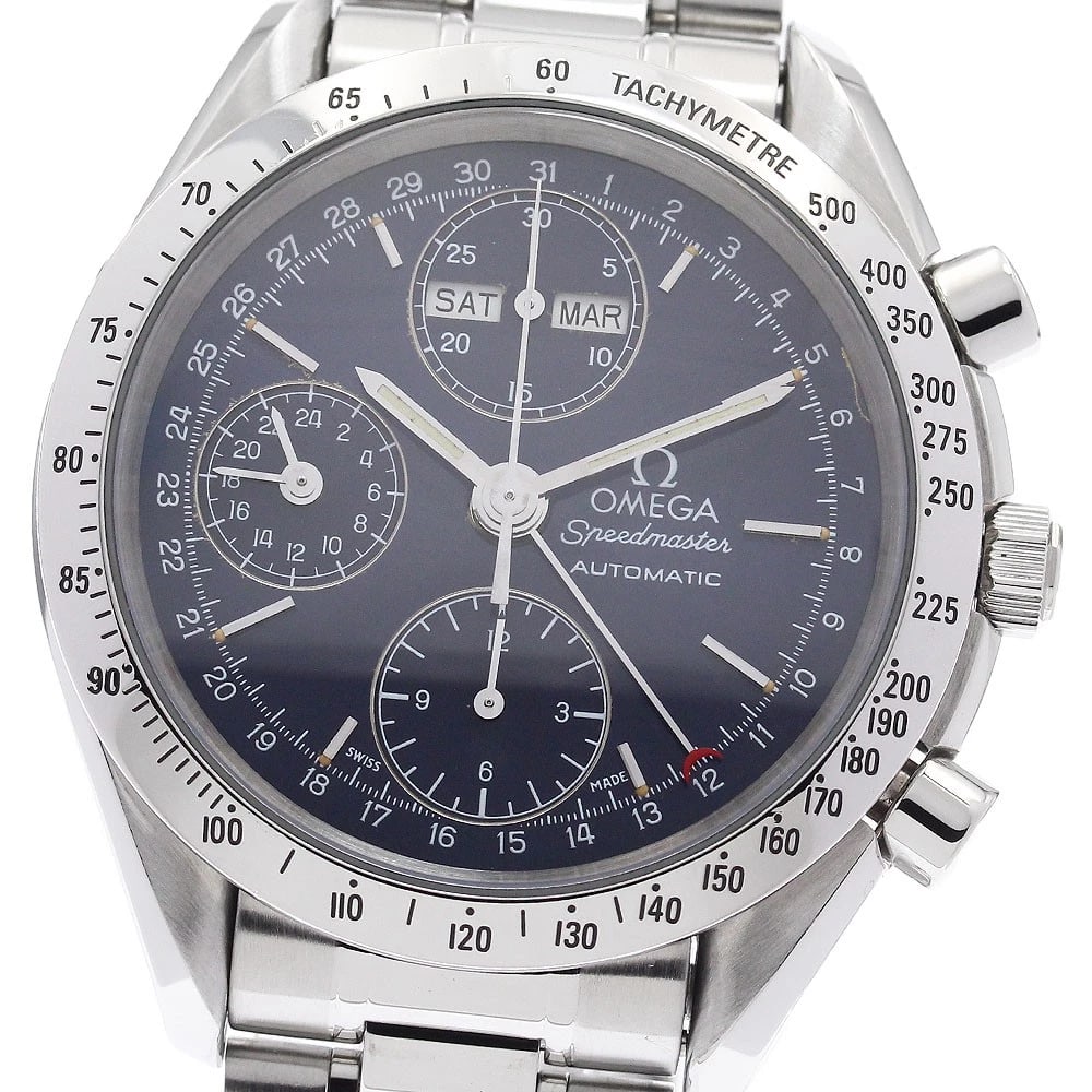 OMEGA SPEEDMASTER TRIPLE CALENDAR NAVY DIAL AUTOMATIC WATCH (1 of 2)