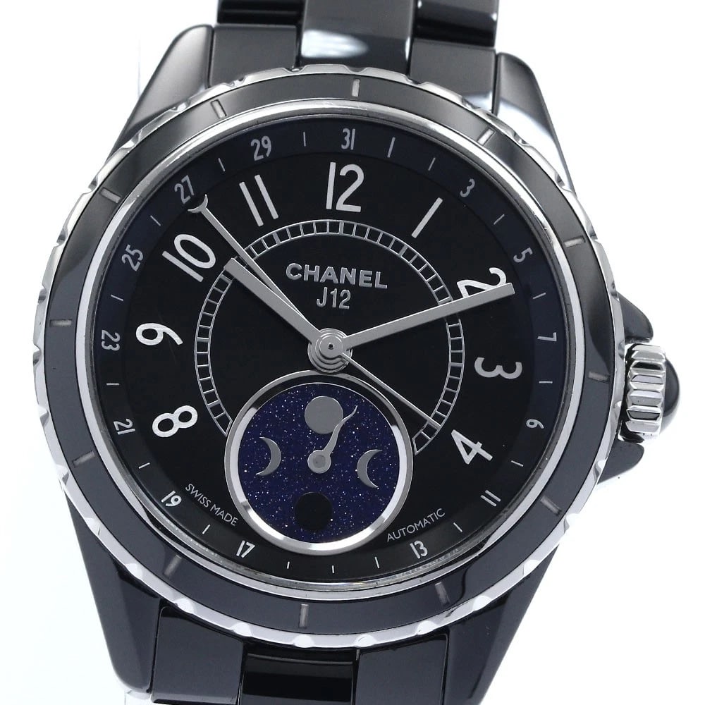 CHANEL J12 MOON PHASE BLACK AUTOMATIC WATCH (1 of 3)