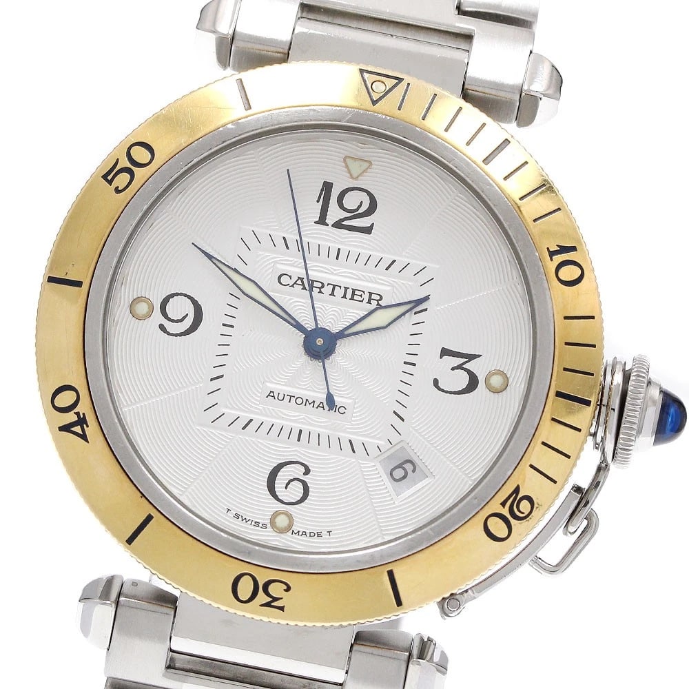CARTIER PASHA SILVER AUTOMATIC WATCH: CARTIER Pasha Silver Automatic Watch Brand: CARTIER Type: Wristwatch Material: Band Material Stainless Steel/YG, Case Material stainless Steel /stainless steel Color: Band Color Gold / Silver,