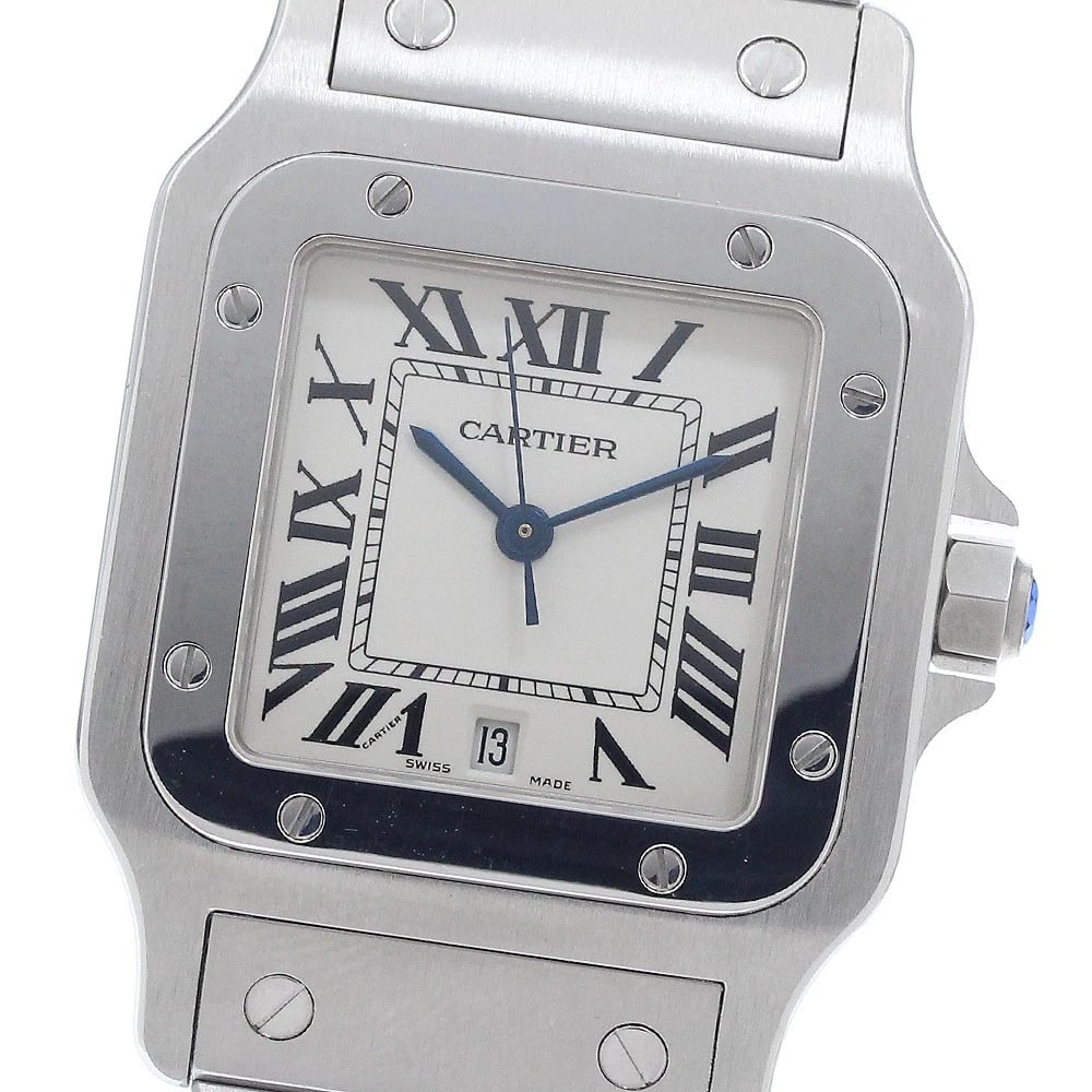 CARTIER SANTOS GALBEELM DATE BEIGE DIAL QUARTZ WATCH: CARTIER Santos GalbeeLM Date Beige Dial Quartz Watch Brand: CARTIER Type: Wristwatch Material: Band Material Stainless Steel, Case Material Stainless Steel / Stainless Steel Color: Band Color