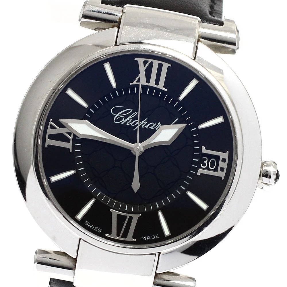 CHOPARD IMPERIALE DATE BLACK AUTOMATIC WATCH: Chopard Imperiale Date black Automatic Watch Brand: Chopard Type: Wristwatch Material: Band Material leather, Case Material stainless Steel /leather Color: Band Color black, Dial Color black,