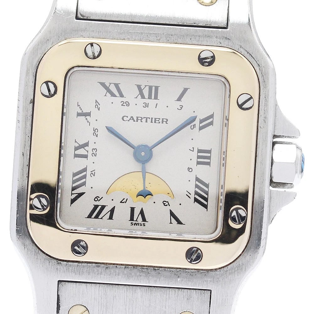 CARTIER SANTOS GALBEE SM MOON PHASE QUARTZ LADIES WATCH: CARTIER Santos Galbee SM moon phase Quartz Ladies Watch Brand: CARTIER Type: Wristwatch Material: Band Material Stainless Steel/YG, Case Material Stainless Steel / Stainless Steel Color: Band