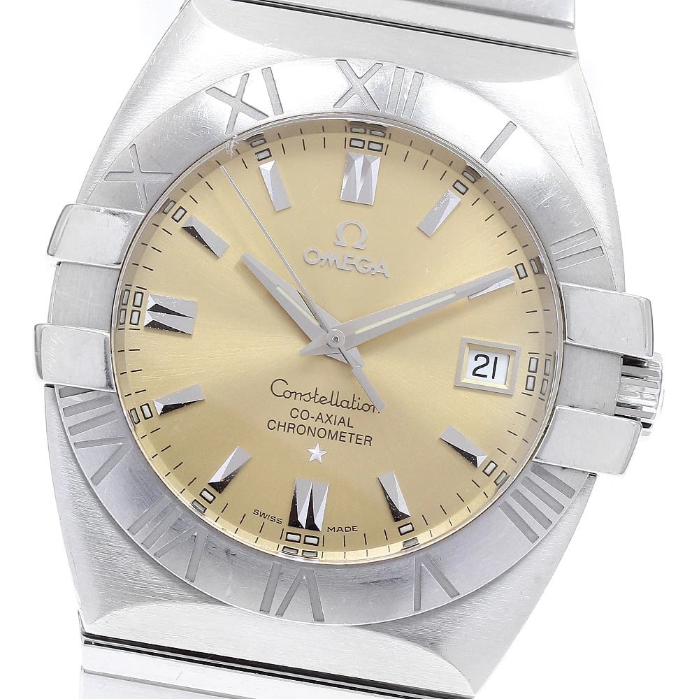 OMEGA CONSTELLATION DATE GOLD DIAL AUTOMATIC WATCH: OMEGA Constellation Date gold Dial Automatic Watch Brand: OMEGA Type: Wristwatch Material: Band Material Stainless Steel, Case Material Stainless Steel / Stainless Steel Color: Band Color