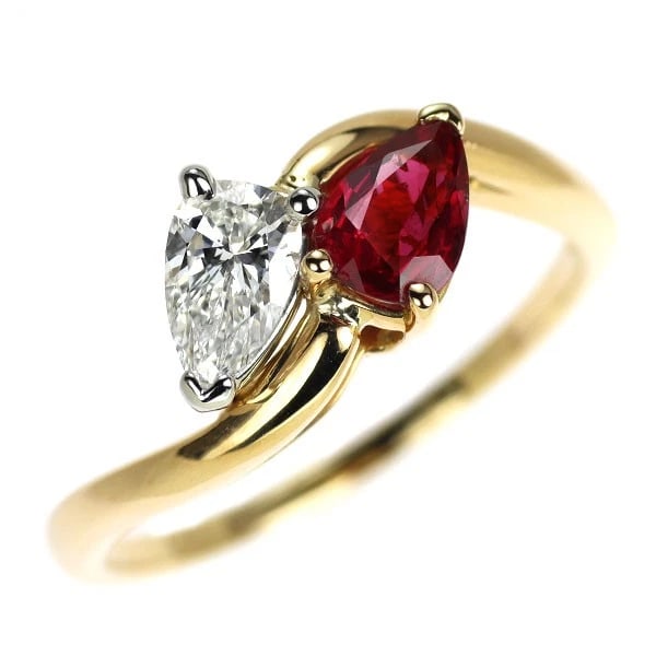 OSCAR HEYMAN K18YG/PT950 RUBY DIAMOND RING (1 of 2)