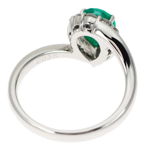 PT900 PEAR SHAPE EMERALD DIAMOND RING - 3