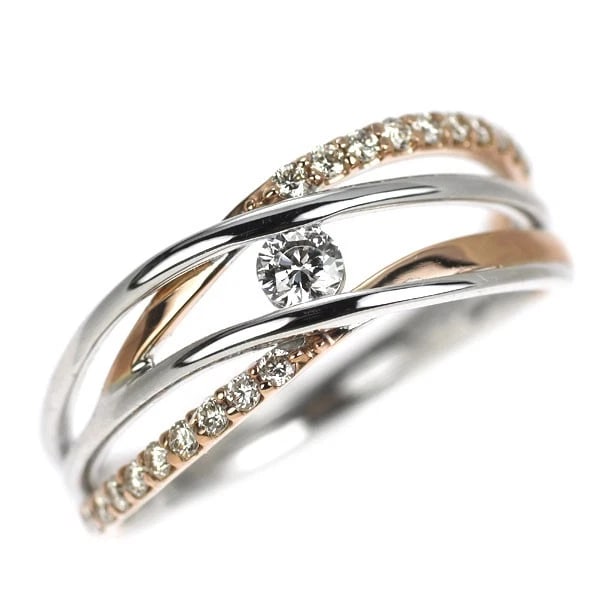 K18WG/PG DIAMOND RING: K18WG/PG diamond ring Brand: None Type: ring Material: K18WG/PG Color: none Size: 6.25 - 6.5 US Accessories: None Accessories Notice: When purchasing pre-owned goods, please refer to the