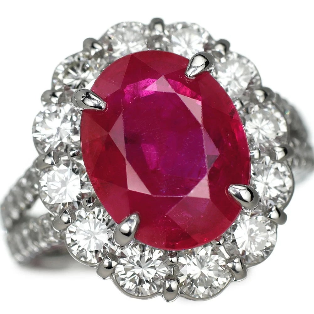 PT900 MYANMAR RUBY DIAMOND RING (1 of 4)