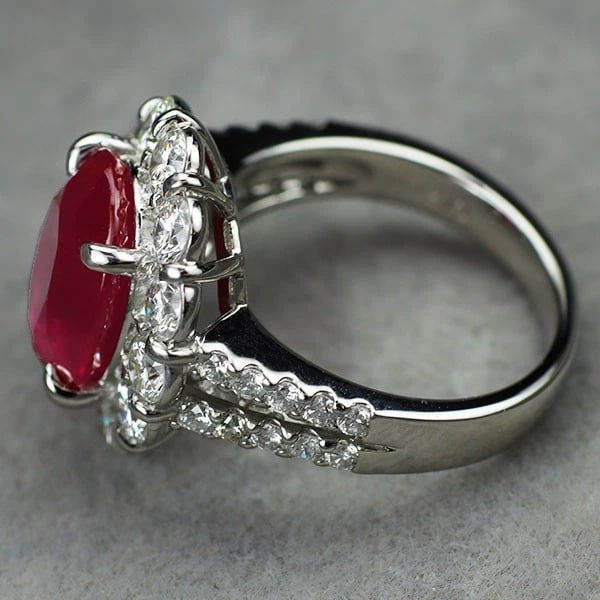 PT900 MYANMAR RUBY DIAMOND RING - 3