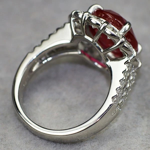 PT900 MYANMAR RUBY DIAMOND RING - 4