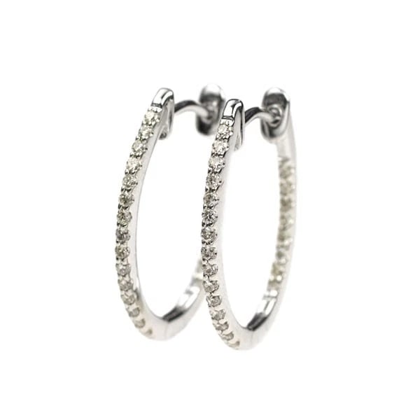 K18WG DIAMOND HOOP EARRINGS: K18WG Diamond Hoop Earrings Brand: None Type: piercing Material: K18WG Color: WG Size: Length/Width/Diameter19.5 Accessories: None Accessories Notice: When purchasing pre-owned goods, please