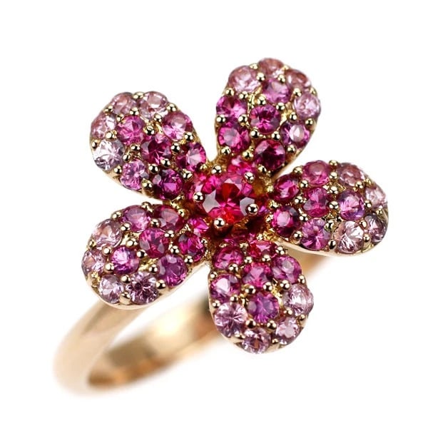 K18PG RUBY PINK SAPPHIRE RING: K18PG ruby pink sapphire ring Brand: None Type: ring Material: K18PG Color: PG Size: 6.75 - 7 US Accessories: None Accessories Notice: When purchasing pre-owned goods, please refer to the