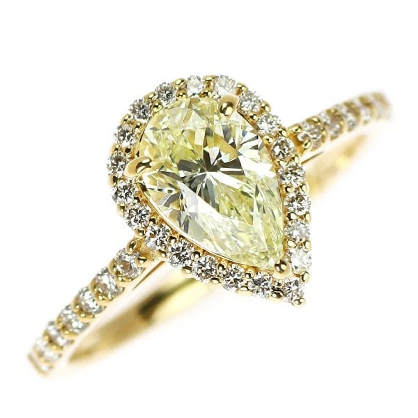 K18YG PEAR SHAPE DIAMOND RING: K18YG Pear Shape Diamond Ring Brand: None Type: ring Material: K18YG Color: YG Size: 6 US Accessories: None Accessories Notice: When purchasing pre-owned goods, please refer to the photos of