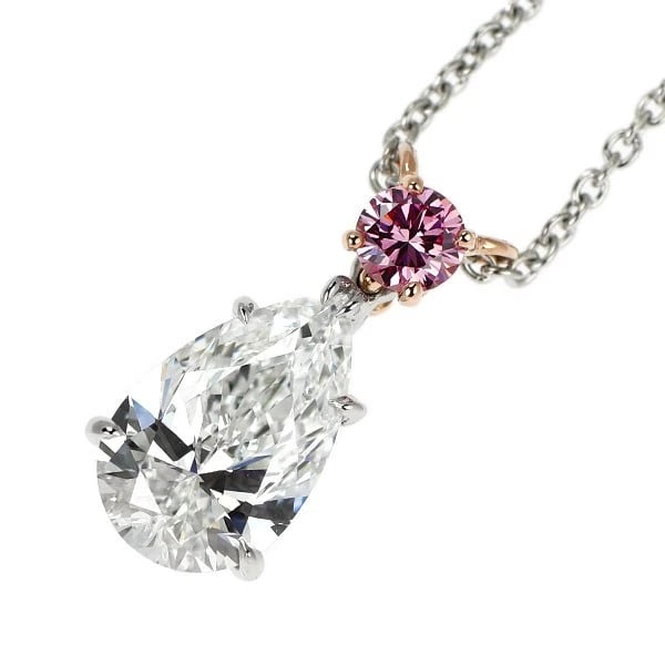 HARRY WINSTON K18PG/ PT950 DIAMOND NATURAL PINK DIAMOND PENDANT NECKLACE (1 of 2)