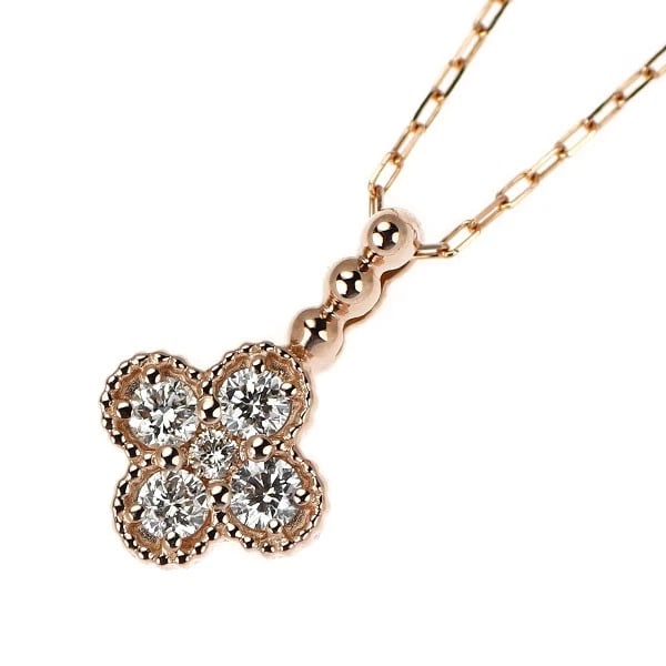 K18PG FLOWER DIAMOND PENDANT NECKLACE (1 of 2)