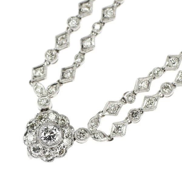 K18WG DIAMOND NECKLACE: K18WG diamond necklace Brand: None Type: necklaces Material: K18WG Color: WG Size: Necklace: Chain Length 40 Accessories: None Accessories Notice: When purchasing pre-owned goods, please