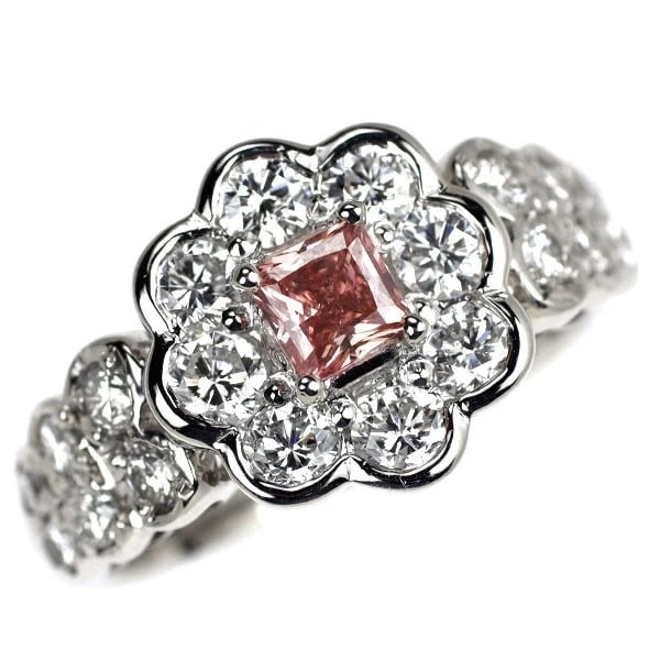 RARE PT900 NATURAL PINK DIAMOND RING (1 of 3)