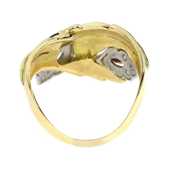 K18YG/PT900 RUBY DIAMOND RING - 2
