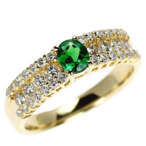 K18YG GREEN GARNET DIAMOND RING: K18YG Green Garnet Diamond Ring Brand: None Type: ring Material: K18YG Color: YG Size: 5.5 - 5.75 US Accessories: None Accessories Notice: When purchasing pre-owned goods, please refer to