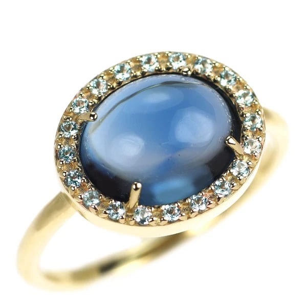 KOKOSHNIK K10YG BLUE TOPAZ RING: Kokoshnik K10YG blue topaz ring Brand: None Type: ring Material: K10YG Main Stone/Creation Topaz Color: YG Size: 5.25 US Accessories: None Accessories Notice: When purchasing pre-owned goods,