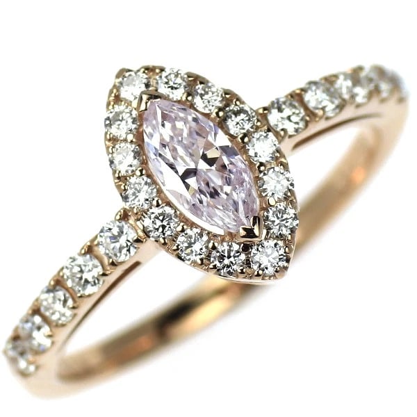 RARE K18PG CUT NATURAL PINK PURPLE DIAMOND RING: Rare K18PG Cut Natural Pink Purple Diamond Ring Brand: None Type: ring Material: K18PG Color: PG Size: 6 US Accessories: None Accessories Notice: When purchasing pre-owned goods, please refer