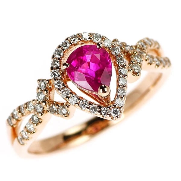 K18PG RUBY DIAMOND RING: K18PG Ruby Diamond Ring Brand: None Type: ring Material: K18PG Color: PG Size: 5.5 - 5.75 US Accessories: None Accessories Notice: When purchasing pre-owned goods, please refer to the photos
