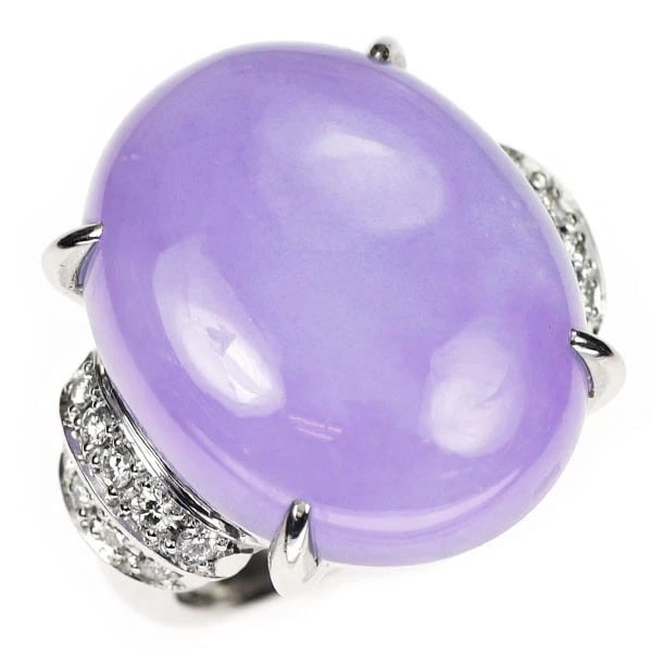 PT900 LAVENDER JADE DIAMOND RING (1 of 2)