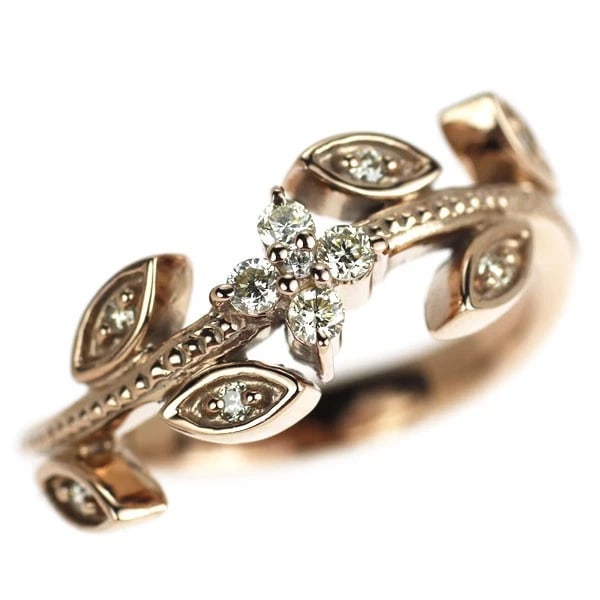 K18PG DIAMOND RING PLANTS: K18PG Diamond Ring Plants Brand: None Type: ring Material: K18PG Color: PG Size: 4.75 - 5 US Accessories: None Accessories Notice: When purchasing pre-owned goods, please refer to the phot