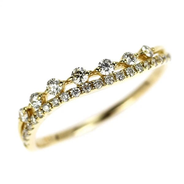 K18YG DIAMOND RING: K18YG diamond ring Brand: None Type: ring Material: K18YG Color: YG Size: 6.25 - 6.5 US Accessories: None Accessories Notice: When purchasing pre-owned goods, please refer to the photos of
