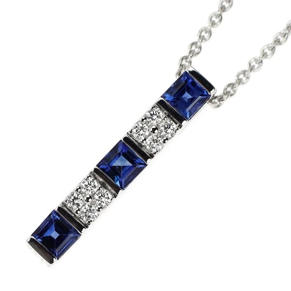 MIKIMOTO K18WG SAPPHIRE DIAMOND PENDANT NECKLACE: Mikimoto K18WG Sapphire Diamond Pendant Necklace Brand: Mikimoto Type: pendant necklace Material: K18WG Main Stone/Creation sapphiresSide Stone diamonds Color: WG Size: Necklace: Chain Length40cm