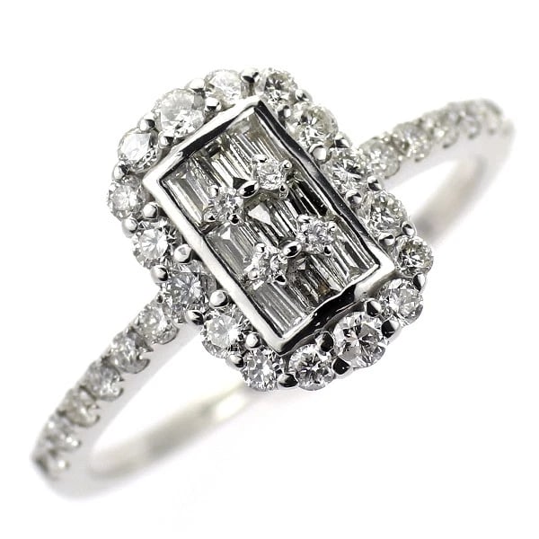 K18WG DIAMOND RING: K18WG diamond ring Brand: None Type: ring Material: K18WG Color: WG Size: 4.75 - 5 US Accessories: None Accessories Notice: When purchasing pre-owned goods, please refer to the photos of the