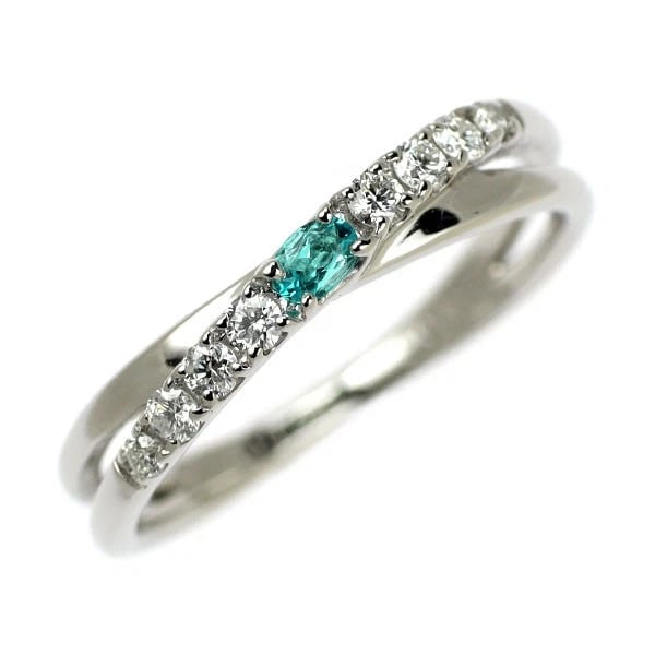 PT900 PARAIBA TOURMALINE DIAMOND RING: Pt900 Paraiba Tourmaline Diamond Ring Brand: None Type: ring Material: Pt900 Color: none Size: 4.5 US Accessories: None Accessories Notice: When purchasing pre-owned goods, please refer to