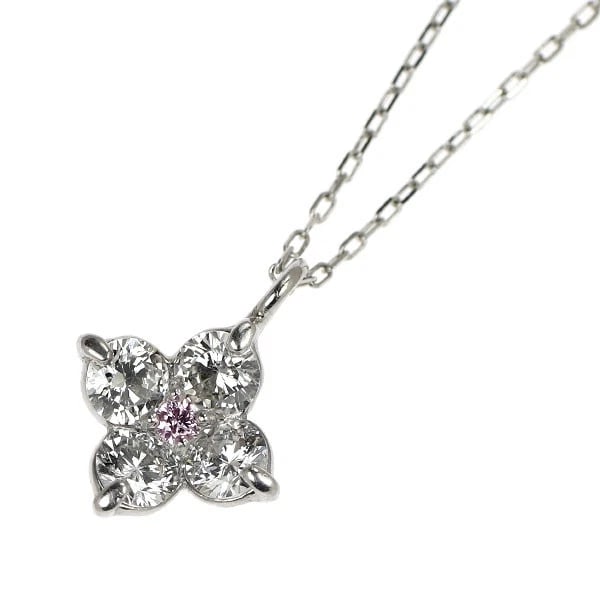 RARE PT900/ K18WG NATURAL PINK DIAMOND PENDANT NECKLACE: Rare Pt900/ K18WG Natural Pink Diamond Pendant Necklace Brand: None Type: pendant necklace Material: Pt900/ K18WG Color: none Size: Necklace: Chain Length 40 cm Accessories: None Accessori