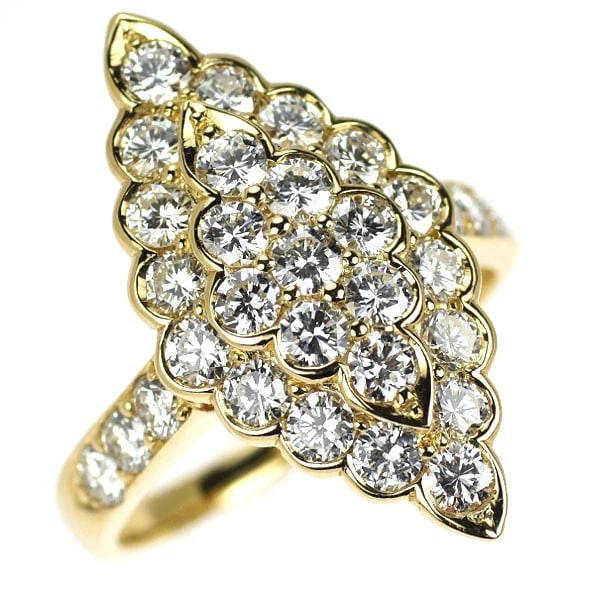 K18YG DIAMOND RING: K18YG diamond ring Brand: None Type: ring Material: K18YG Main Stone/Creation Natural Color: YG Size: 7.25 US Accessories: None Accessories Notice: When purchasing pre-owned goods, please