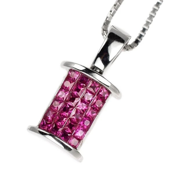 K18WG RUBY DIAMOND PENDANT NECKLACE (1 of 2)