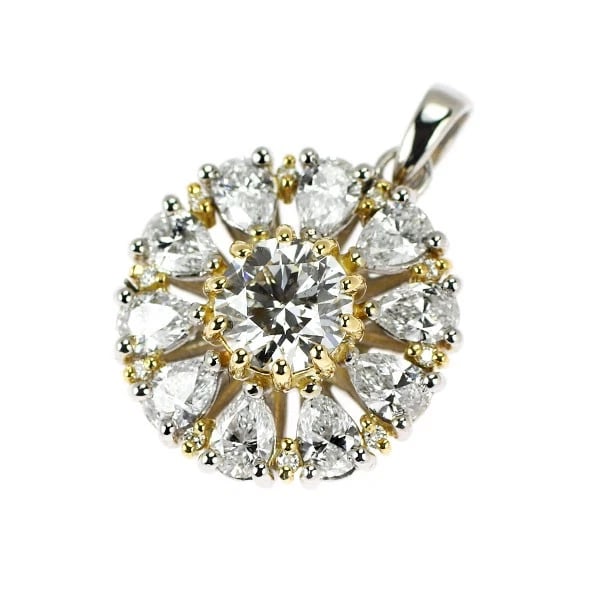PT900/ K18YG DIAMOND PEAR SHAPE/MELEE DIAMOND PENDANT TOP (1 of 2)