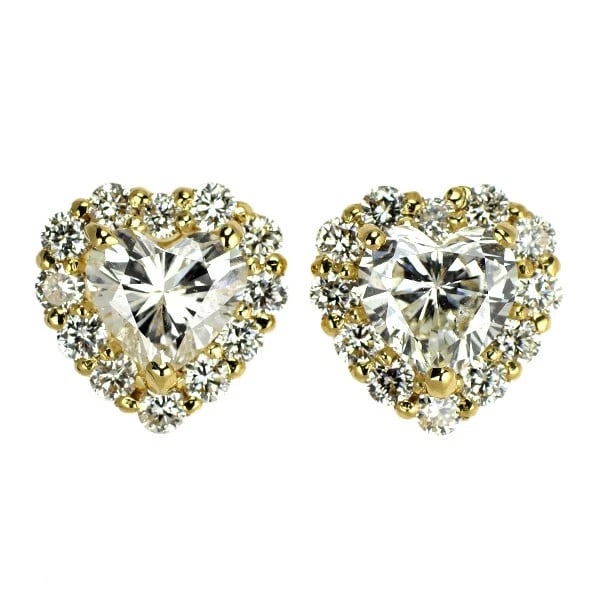 K18YG LDH HEART SHAPE DIAMOND EARRINGS: K18YG LDH Heart Shape Diamond Earrings Brand: None Type: piercing Material: K18YG Main Stone/Creation Natural Color: YG Size: Length/Width/Diameter9.8 Accessories: None Accessories Notice: