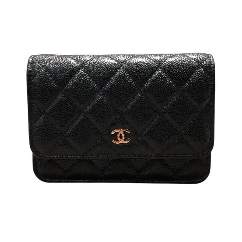 CHANEL MATELASSE MINI CHAIN WALLET: CHANEL Matelasse Mini Chain Wallet Brand: CHANEL Type: wallet Material: Caviar skin Color: SilverHardware Size: W5.9 x H4.3x D1.2inch Accessories: None Accessories Notice: When purchasing