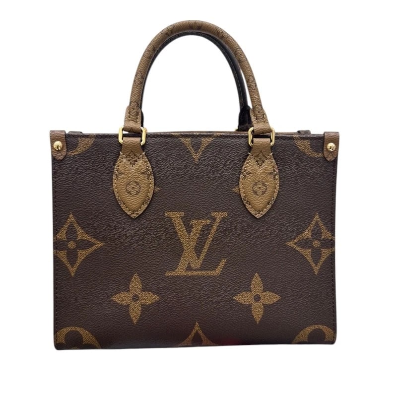 LOUIS VUITTON ON THE GO PM HANDBAG: LOUIS VUITTON On the Go PM Handbag Brand: LOUIS VUITTON Type: Handbag Material: PVC Color: Brown Size: W9.8 x H7.5x D4.5inch Accessories: None Accessories Notice: When purchasing pre-owned