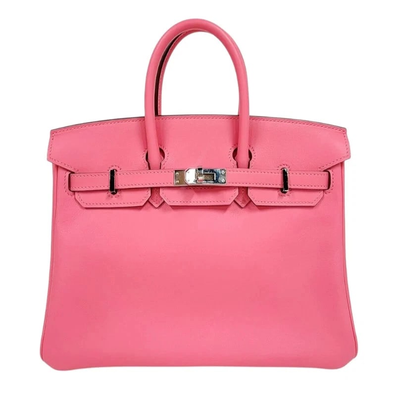HERMES BIRKIN 25 SWIFT ROSE AZALÉE SILVER HARDWARE HANDBAG: HERMES Birkin 25 Swift Rose Azalée Silver Hardware Handbag Brand: HERMES Type: Womwns Bag Material: Swift Color: Rose Azalea, silver hardware Size: Width (approx.): 25cm Height (approx.): 18cm De
