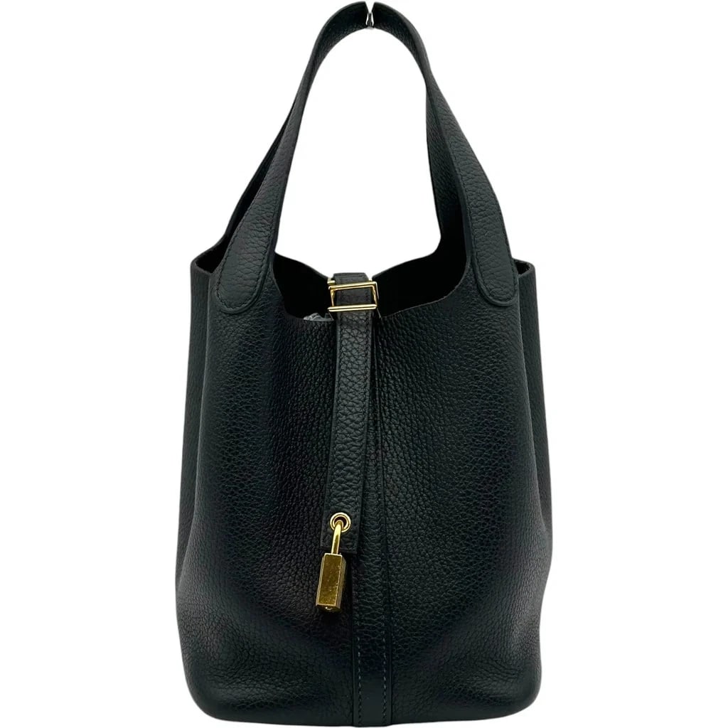 HERMES PICOTIN LOCK PM TOGO LEATHER BLACK GOLD HARDWARE HANDBAG (1 of 5)