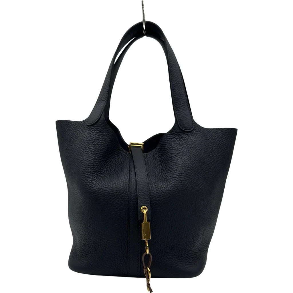 HERMES PICOTIN LOCK MM Z STAMP TOGO BLUE NUIT GOLD HARDWARE TOTE BAG (1 of 6)