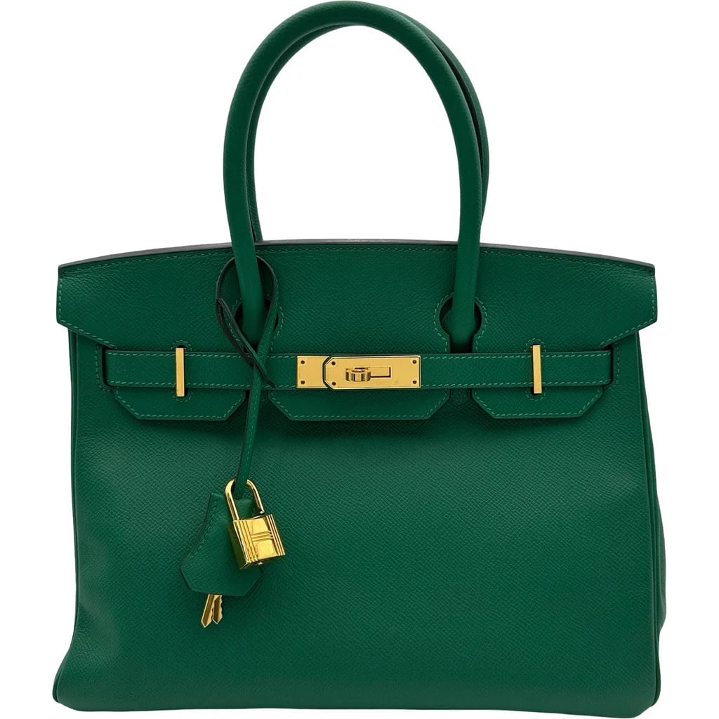 HERMES BIRKIN 30 C EPSOM LEATHER VERT VERTIGO GOLD HARDWARE HANDBAG (1 of 6)