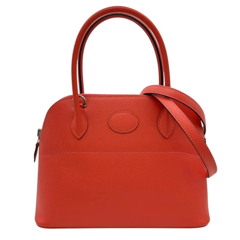 HERMES BOLIDE 27 A STAMP ROSE JAIPUR EPSOM SHOULDER BAG (1 of 8)