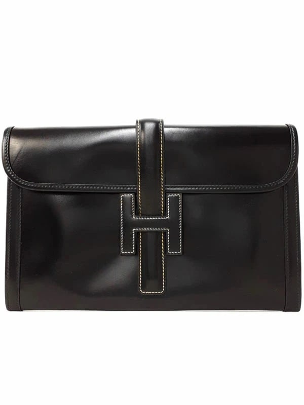 HERMES JIE CLUTCH BAG BLACK BO CALF WOMEN HANDBAG (1 of 3)