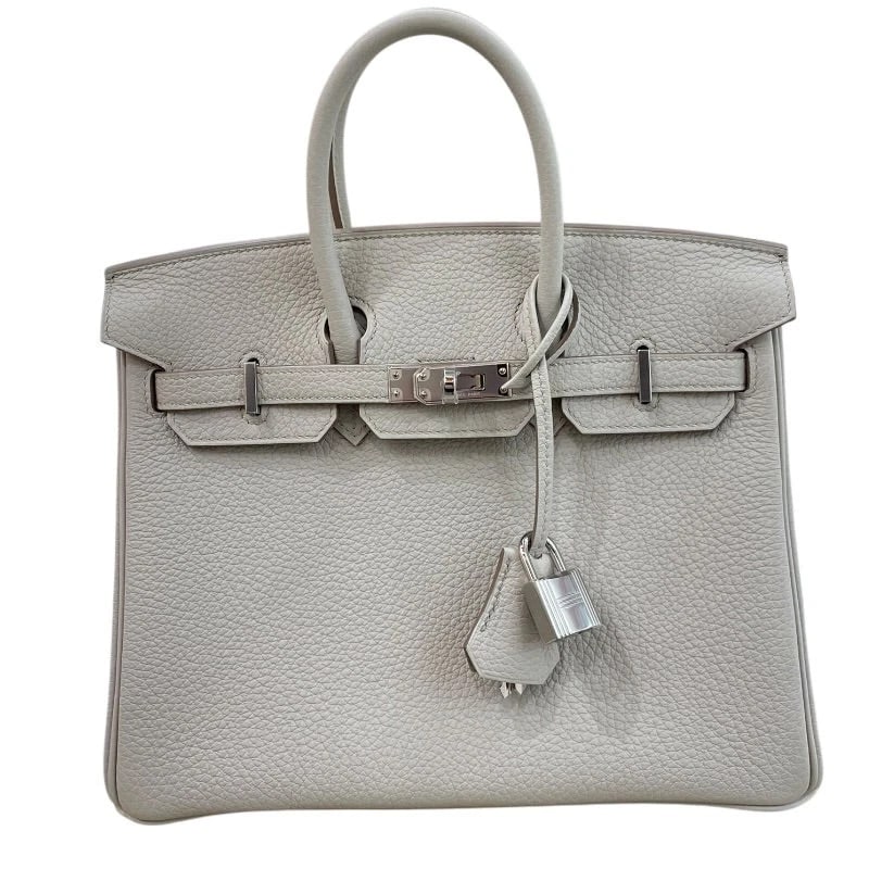 HERMES BIRKIN 25 K STAMP TOGO LEATHER BETON/SILVER HARDWARE HANDBAG (1 of 7)