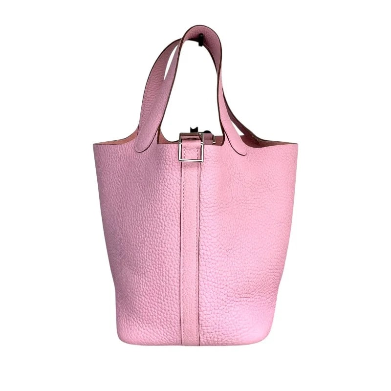 HERMES PICOTIN LOCK PM U STAMP TOGO LEATHER MAUVE SYLVESTRE HANDBAG: HERMES Picotin Lock PM U Stamp Togo Leather Mauve Sylvestre Handbag Brand: HERMES Type: Womwns Bag Material: Mauve Sylvestre Color: Ciel Silver Hardware Size: Width (approx.): 17.5cm Height (approx.):